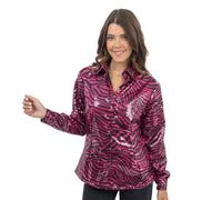 Chaks - Camisa de tigre para mujer con lentejuelas, camisa brillante con estampado animal, accesorio de disfraz para carnaval y fiestas