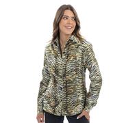 Chaks - Camisa de tigre para mujer con lentejuelas, camisa brillante con estampado animal, accesorio de disfraz para carnaval y fiestas