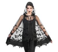 Chaks - Capa de disfraz de murciélago, capa con capucha, accesorios de vampiro negros para mujer, Halloween y carnaval