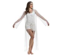 Chaks - Cardigan largo de verano para señoras, chaqueta transparente de festival con purpurina, ligero encubrimiento, festival, carnaval