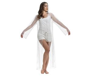 Chaks - Cardigan largo de verano para señoras, chaqueta transparente de festival con purpurina, ligero encubrimiento, festival, carnaval