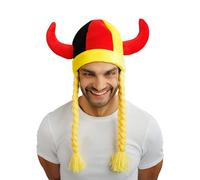 Chaks - Casco con cuernos y trenzas para disfraz de aficionado al Mundial