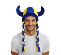 Chaks - Casco con cuernos y trenzas para disfraz de aficionado al Mundial
