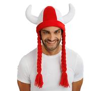 Chaks - Casco con cuernos y trenzas para disfraz de aficionado al Mundial