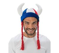 Chaks - Casco con cuernos y trenzas para disfraz de aficionado al Mundial