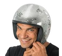 Chaks - Casco de Bola de Discoteca para Adultos, Casco Protector Plateado