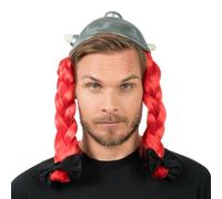 Chaks - Casco de Obélix de látex con trenzas rojas, accesorios oficiales para el disfraz de Astérix y Obélix para adultos, carnaval