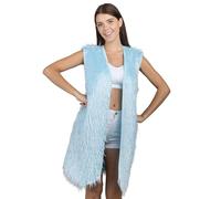 Chaks - Chaleco largo de piel sintética para mujer, sin mangas