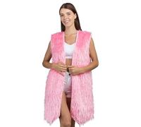 Chaks - Chaleco largo de piel sintética para mujer, sin mangas