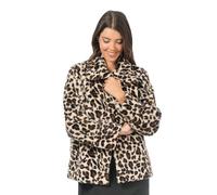 Chaks - Chaqueta con aspecto de piel para adultos, chaqueta corta de felpa con estampado de leopardo, para carnaval, festival, moda de fiesta