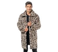 Chaks - Chaqueta o abrigo con aspecto de piel para adultos, chaqueta corta de felpa con estampado de leopardo, para carnaval, festival, fiesta de moda