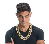 Chaks - Collar dorado, collar de rapero estilo hip hop años 90, accesorio de disfraz para carnaval, fiesta, chándal años 80