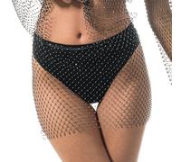 Chaks - conjunto de malla brillante para mujer en negro, con pedrería transparente como prenda de abrigo para festivales, la playa y fiestas