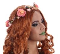 Chaks - Corona de flores, diadema con flores artificiales rosas, diadema con flores, señoras, joyas para el pelo, festival, JGA, carnaval, fiesta