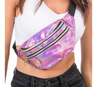 Chaks - Crossbody Moon Bag, bolso holográfico incl. 2 compartimentos, riñonera para festival o fiesta temática