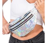 Chaks - Crossbody Moon Bag, bolso holográfico incl. 2 compartimentos, riñonera para festival o fiesta temática