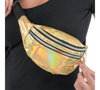 Chaks - Crossbody Moon Bag, bolso holográfico incl. 2 compartimentos, riñonera para festival o fiesta temática