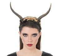 Chaks - Diadema con cuernos, tocado floral, look fantástico, accesorios para disfraces de cosplay para Halloween y Carnaval