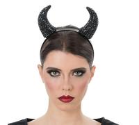Chaks - Diadema de diablo con cuernos brillantes en rojo o negro, accesorios de disfraz para Halloween y carnaval