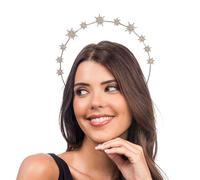 Chaks - Diadema de estrellas, plata y oro, señoras, joyas brillantes para el pelo para festival, JGA, carnaval