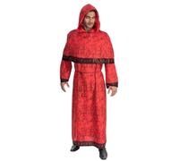 Chaks - Disfraz de diablo en rojo con runas, túnica y capucha, talla única para adultos, disfraz de demonio para Halloween y carnaval