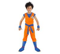Chaks - Disfraz de Goku Saiyajin para niño, traje oficial de Dragon Ball, conjunto de 7 piezas para carnaval, Halloween y fans del anime