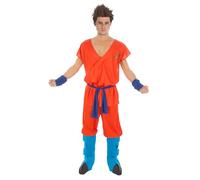 Chaks - Disfraz de Goku Super Saiyajin Dios para hombre, traje oficial de Dragon Ball, conjunto de anime de 7 piezas para carnaval y Comic Con