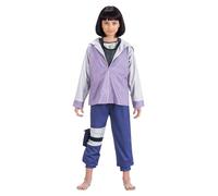 Chaks Disfraz de Hinata Uzumaki de Naruto para niños, tallas 128 - 152, color azul y morado, manga para disfraz de anime, cosplay, carnaval (152)