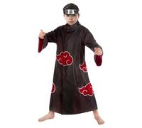 Chaks - Disfraz de Itachi Uchiha para niño, traje oficial de Naruto, conjunto de 2 piezas, túnica y accesorios para carnaval y Comic Con