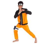 Chaks - Disfraz de Naruto, atuendo de cosplay de anime para convenciones | Disfraz oficial de Naruto, conjunto de 5 piezas con camiseta, pantalones, pañuelo, riñonera y faja para la pierna, Carnaval