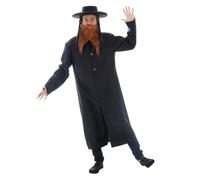 Chaks - Disfraz de rabino para hombre, conjunto con capa, barba y sombrero