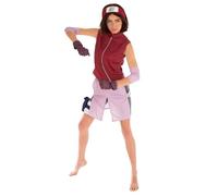 Chaks - Disfraz de Sakura Haruno para mujer, traje oficial de Naruto con accesorios, conjunto de anime de 8 piezas para carnaval y Comic Con