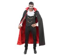 Chaks - Disfraz de vampiro de 2 piezas, capa con cuello y camisa, chaleco con volantes, traje para Halloween, carnaval y fiesta temática