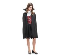 Chaks - Disfraz de vampiro para niñas, conjunto con vestido y capa | Conjunto de disfraz de 2 piezas, rojo y negro, vestido estilo corsé, capa con cuello alto, estilo gótico