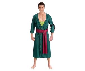 Chaks - Disfraz de Zoro para hombre, traje oficial de One Piece, conjunto anime de 2 piezas con abrigo y cinturón para cosplay y carnaval