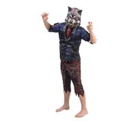 Chaks - Disfraz infantil de hombre lobo, juego de 3 piezas, máscara, parte superior y pantalones, disfraz espeluznante para Halloween y carnaval