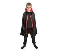 Chaks - Disfraz infantil de vampiro, capa reversible con cuello en negro y rojo, accesorio para Halloween y Carnaval