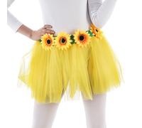 Chaks - Falda de tul amarilla para mujer, falda girasol para carnaval, festivales y fiestas tematicas, accesorios de disfraces hippie años 70