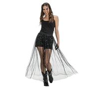 Chaks - Falda festival señora, falda larga de tul con purpurina, transparente para festival, carnaval y fiesta