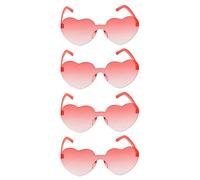 Chaks - Gafas de sol con corazón, 4 unidades, gafas retro para fiestas con degradado de colores, gafas hippies para festivales y fiestas temáticas