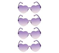 Chaks - Gafas de sol con corazón, 4 unidades, gafas retro para fiestas con degradado de colores, gafas hippies para festivales y fiestas temáticas