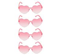 Chaks - Gafas de sol con corazón, 4 unidades, gafas retro para fiestas con degradado de colores, gafas hippies para festivales y fiestas temáticas