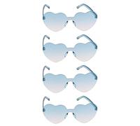 Chaks - Gafas de sol con corazón, 4 unidades, gafas retro para fiestas con degradado de colores, gafas hippies para festivales y fiestas temáticas