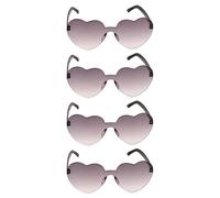 Chaks - Gafas de sol con forma de corazón, 4 unidades, gafas retro para fiestas con degradado de color, gafas hippies para festivales y fiestas temáticas