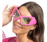 Chaks - Gafas geométricas de fiesta para mujer en rosa, accesorio para disfraces, gafas XL para festivales, carnaval y fiestas temáticas
