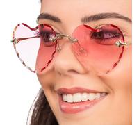 Chaks - Gafas hippies en forma de corazón, gafas de fiesta rosas con montura metálica retro para mujer y hombre, festivales, carnaval, fiestas de disfraces