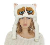 Chaks - Gorro de peluche Grumpy Cat para adultos, tocado con patas para carnaval, fiesta temática