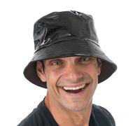 Chaks - Gorro de Pescador de Vinilo, Gorro Negro con Purpurina y Forma de Cubo, Ideal para Festivales, Carnaval y Fiestas temáticas