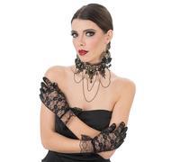 Chaks - Juego de joyas para mujer de 3 piezas, collar, pendientes y guantes, accesorios para disfraces de Halloween y Carnaval