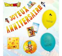 Chaks - Kit de fiesta de cumpleaños para niños de Son Goku Kit de decoración oficial Dragon Ball con platos, toallas y accesorios de fiesta